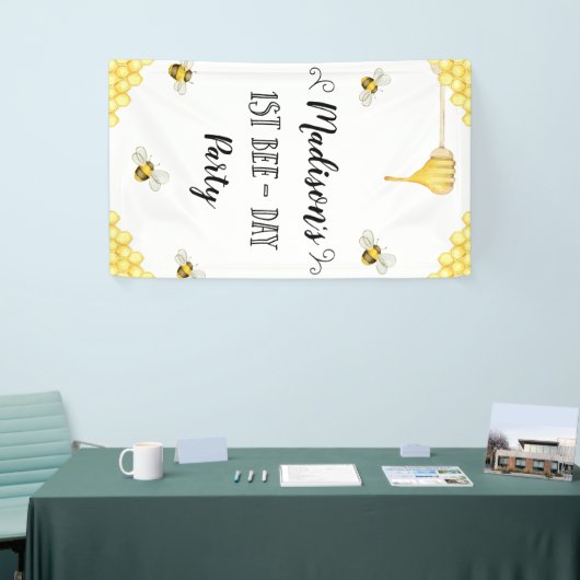 Bee Themed First Bee Day Birthday Banner (Messeveranstaltung)