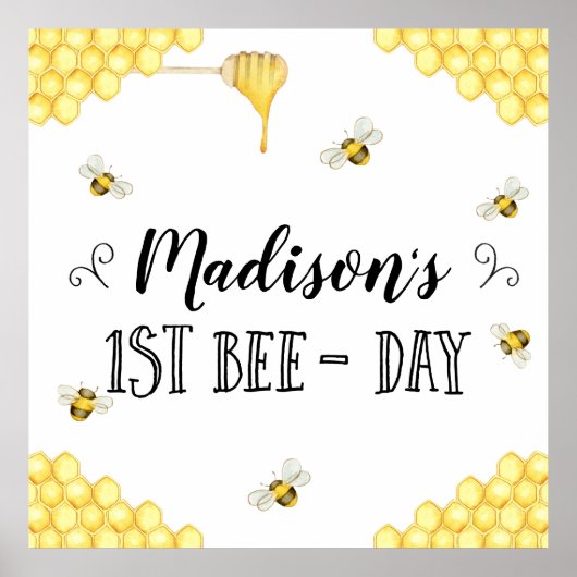 Bee Themed First Bee Day Birthday Party Poster (Vorne)