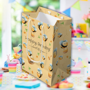 Bee-Themed Party Happy Birthday Individuelle Name Mittlere Geschenktüte