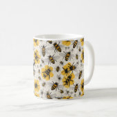 Bee-Themed-Tasse mit Mohndesign Kaffeetasse (VorderseiteRechts)