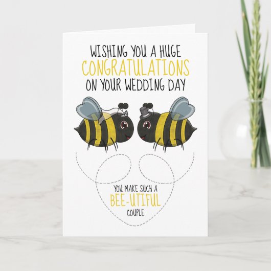 Bee Themed Wedding Glückwunschkarte Karte (Vorderseite)