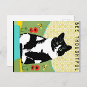 Bee Thoughful Cat Feiertagspostkarte (Vorne/Hinten)