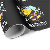 Bee-thoven Funny Music Bee Pun Dark BG Geschenkpapier (Rolleneckpunkt)