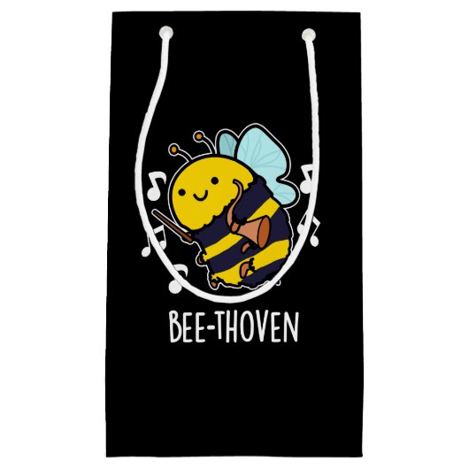 Bee-thoven Funny Music Bee Pun Dark BG Kleine Geschenktüte (Vorderseite)