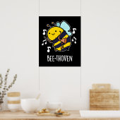 Bee-thoven Funny Music Bee Pun Dark BG Poster (Küche)