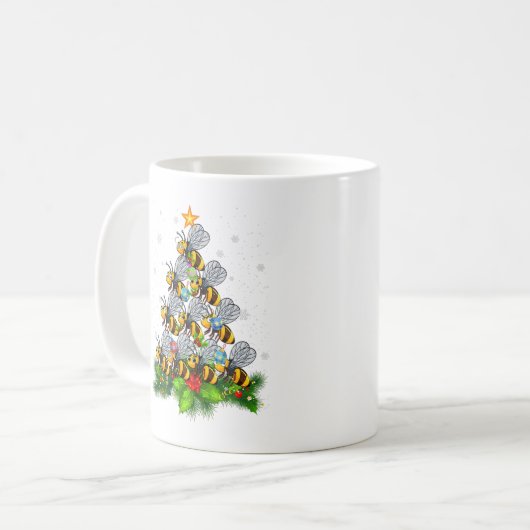 Bee Tree Christmas Funny Bee Christmas Lover Kaffeetasse (Vorderseite Links)
