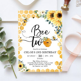 Bee Two Honey Bee 2nd Birthday Invitation Einladung