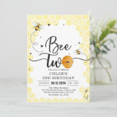 Bee Two Honey Bee 2nd Birthday Invitation Einladung (Stehend Vorderseite)