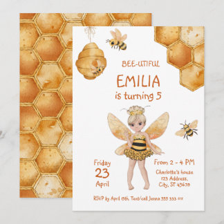 Bee-Utiful Girly Honey Bee 5. Geburtstagsparty Einladung
