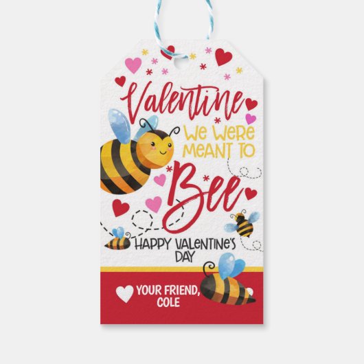 Bee Valentine Favor Tag Geschenkanhänger (Rückseite)