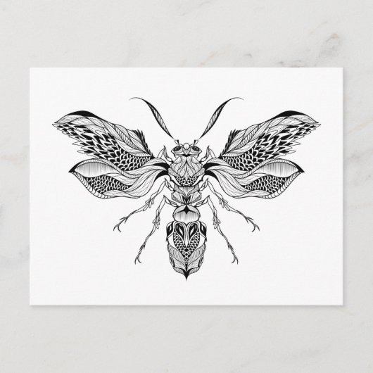 Bee-Wasp Tattoo Postkarte (Vorderseite)