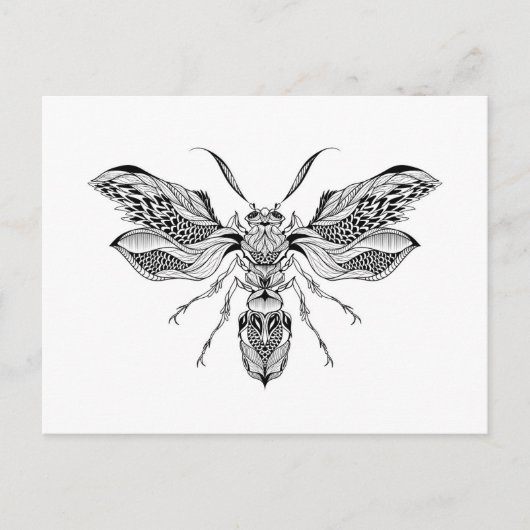 Bee-Wasp Tattoo Postkarte (Vorderseite)