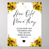 Bee Wie alt waren sie Brautparty Game-Zeichen Poster (Vorne)