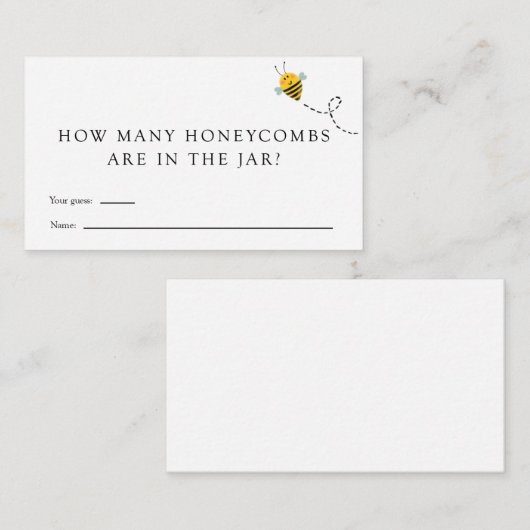 Bee Wie viele Honeycombs Baby Shower Game Card Begleitkarte (Vorne/Hinten)