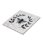 Bee with Laurel Wreath and French Handwriting Fliese (Seite)