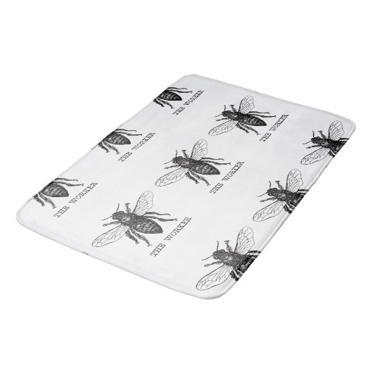 Bee Worker Honey Black Bumblebee Badematte (Schrägansicht)