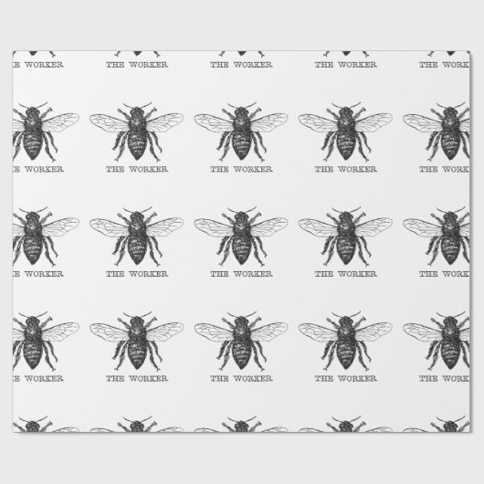 Bee Worker Honey Black Bumblebee Geschenkpapier (Flach)