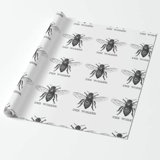Bee Worker Honey Black Bumblebee Geschenkpapier (Ungerollt)