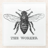 Bee Worker Honey Black Bumblebee Glasuntersetzer (Vorderseite)
