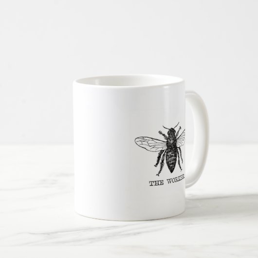 Bee Worker Honey Black Bumblebee Kaffeetasse (VorderseiteRechts)