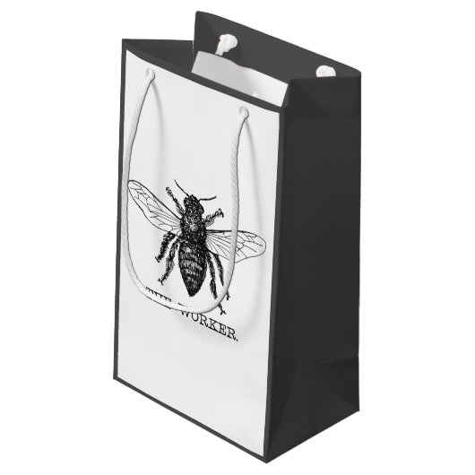 Bee Worker Honey Black Bumblebee Kleine Geschenktüte (Rückseite Schrägansicht)