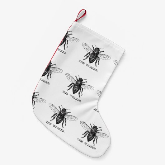 Bee Worker Honey Black Bumblebee Kleiner Weihnachtsstrumpf (Vorderansicht (hängend))