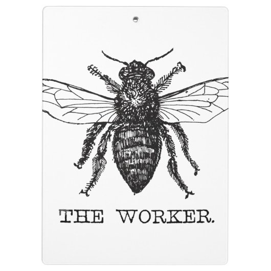Bee Worker Honey Black Bumblebee Klemmbrett (Rückseite)