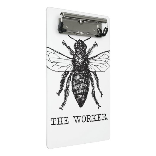 Bee Worker Honey Black Bumblebee Mini Klemmbrett (Schrägansicht)