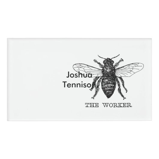 Bee Worker Honey Black Bumblebee Namenschild (Vorderseite)