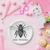 Bee Worker Honey Black Bumblebee Pappteller (Party)