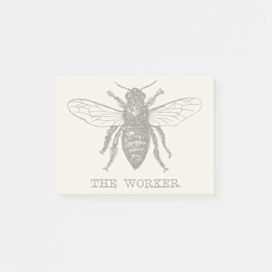Bee Worker Honey Black Bumblebee Post-it Klebezettel (Vorderseite)