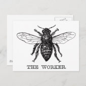 Bee Worker Honey Black Bumblebee Postkarte (Vorne/Hinten)