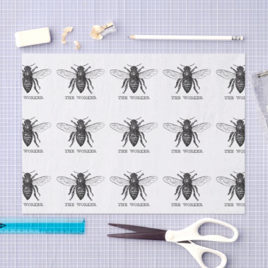 Bee Worker Honey Black Bumblebee Seidenpapier (Handwerk)