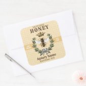 Bee Wreath and Crown Honey Jar 3 SQUARE Quadratischer Aufkleber (Umschlag)