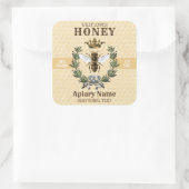 Bee Wreath and Crown Honey Jar 3 SQUARE Quadratischer Aufkleber (Tasche)