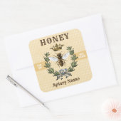 Bee Wreath und Crown Honey Jar Quadratischer Aufkleber (Umschlag)