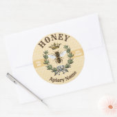 Bee Wreath und Crown Honey Jar Runder Aufkleber (Umschlag)