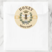 Bee Wreath und Crown Honey Jar Runder Aufkleber (Tasche)