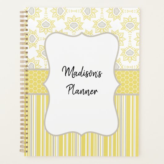 Bee Yellow and Gray Custom Planner Planer (Vorderseite)