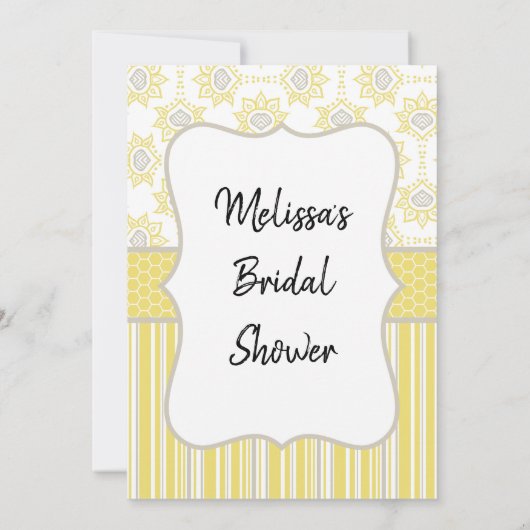 Bee Yellow and Gray Geometric Bridal Brunch (Rückseite)