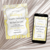 Bee Yellow and Gray Geometric Wedding Einladung