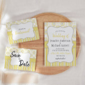 Bee Yellow and Gray Geometric Wedding Einladung