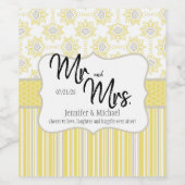 Bee Yellow and Grey Geometric Mr. and Mrs. Weinetikett (Einzelnes Label)