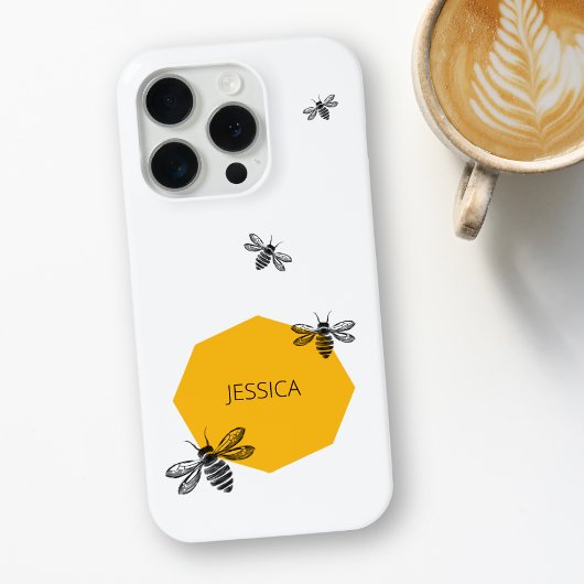 Bee Yellow Individuelle Name Moderner Honeycomb So Case-Mate iPhone Hülle