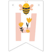 Bee Yellow & Pink Floral ONE Baby's 1. Geburtstag Wimpelkette (Zweite Fahne)