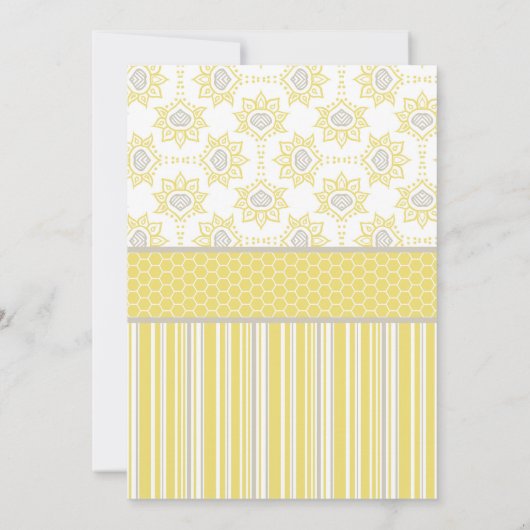 Bee Yellow und Gray Geometric Einladung (Rückseite)