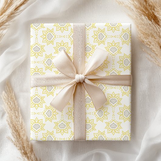 Bee Yellow und Gray Geometric Geschenkpapier
