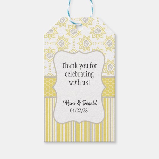 Bee Yellow und Gray Geometric Gevor Geschenkanhänger (Vorderseite)