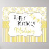 Bee Yellow und Gray Geometric Poster (Vorne)