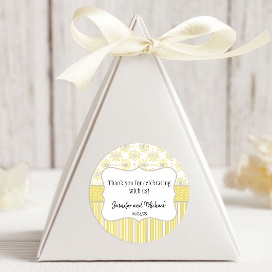 Bee Yellow und Gray Geometric Runder Aufkleber